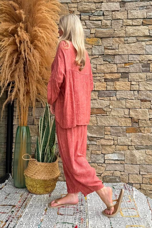 Kiti Paisley Damask Artist Smock Terracotta